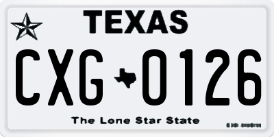 TX license plate CXG0126