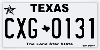 TX license plate CXG0131