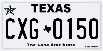 TX license plate CXG0150