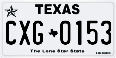 TX license plate CXG0153