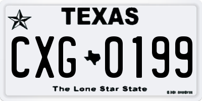 TX license plate CXG0199