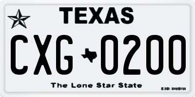 TX license plate CXG0200