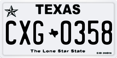 TX license plate CXG0358