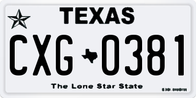 TX license plate CXG0381