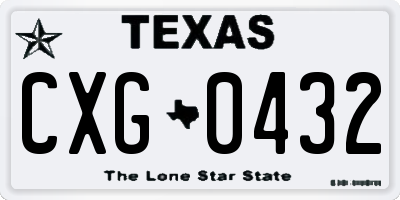 TX license plate CXG0432