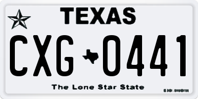 TX license plate CXG0441