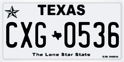 TX license plate CXG0536