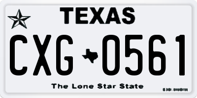 TX license plate CXG0561