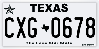TX license plate CXG0678