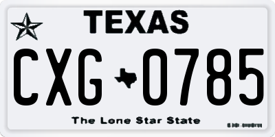 TX license plate CXG0785