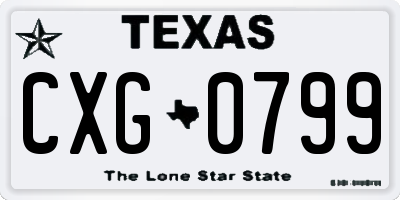 TX license plate CXG0799