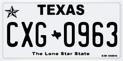 TX license plate CXG0963