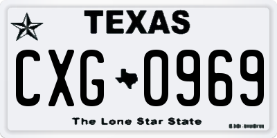 TX license plate CXG0969