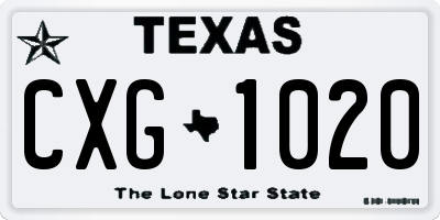TX license plate CXG1020