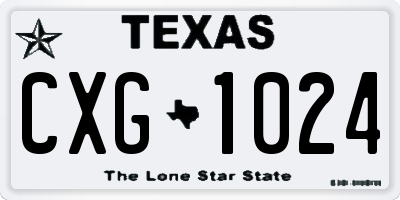 TX license plate CXG1024