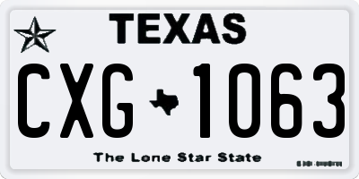 TX license plate CXG1063