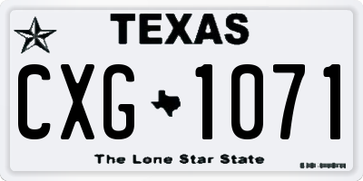 TX license plate CXG1071