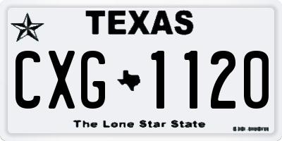 TX license plate CXG1120