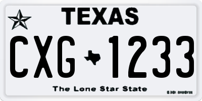 TX license plate CXG1233