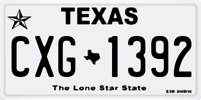 TX license plate CXG1392