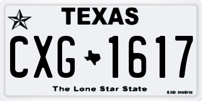 TX license plate CXG1617