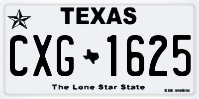TX license plate CXG1625