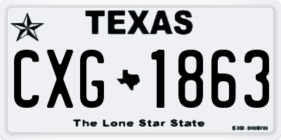 TX license plate CXG1863