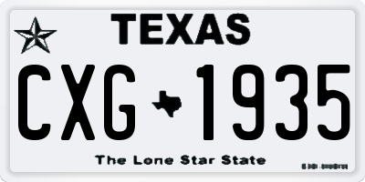 TX license plate CXG1935