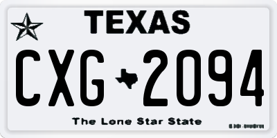 TX license plate CXG2094