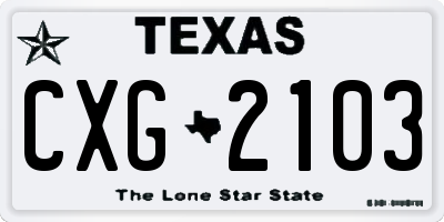 TX license plate CXG2103