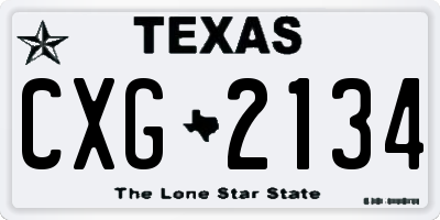 TX license plate CXG2134