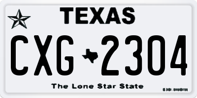 TX license plate CXG2304