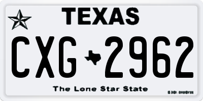 TX license plate CXG2962