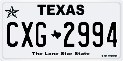 TX license plate CXG2994