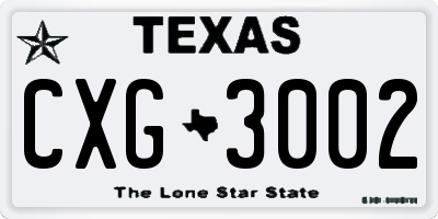 TX license plate CXG3002
