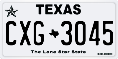 TX license plate CXG3045