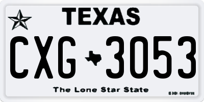 TX license plate CXG3053