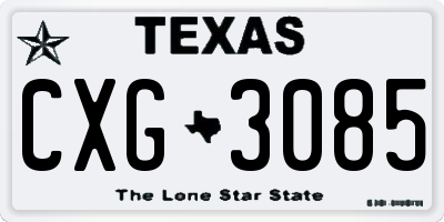 TX license plate CXG3085