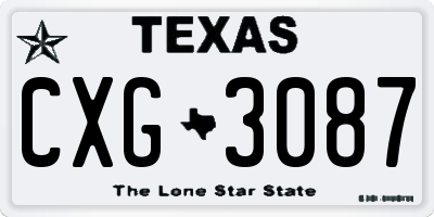 TX license plate CXG3087
