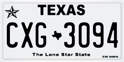 TX license plate CXG3094