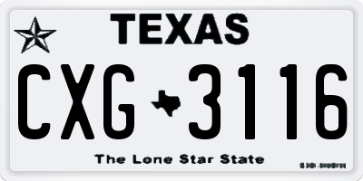 TX license plate CXG3116