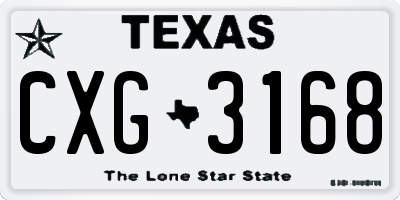 TX license plate CXG3168
