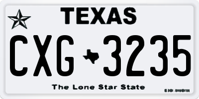 TX license plate CXG3235