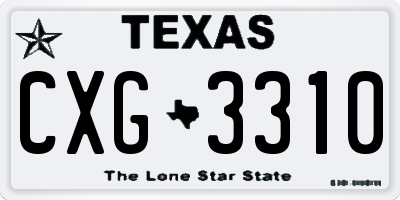 TX license plate CXG3310