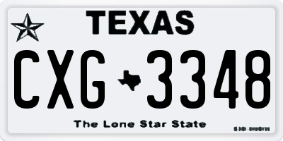 TX license plate CXG3348