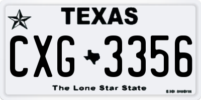TX license plate CXG3356