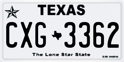 TX license plate CXG3362
