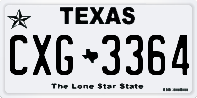 TX license plate CXG3364