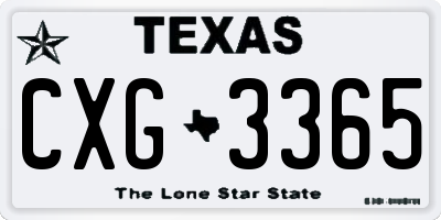 TX license plate CXG3365