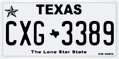 TX license plate CXG3389
